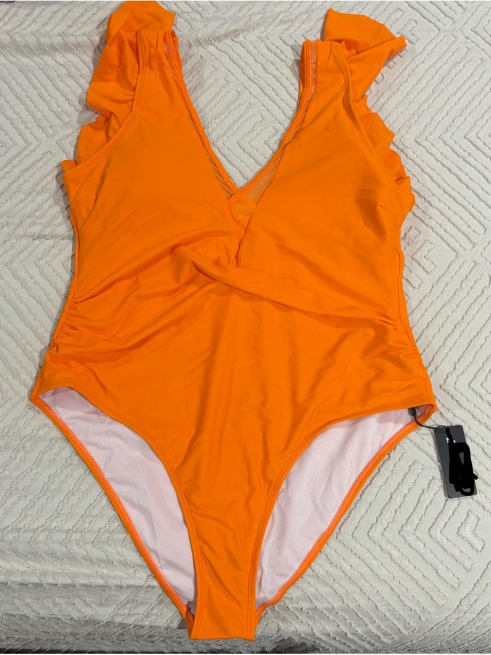 🔥🔥Bright Orange 🍊 One piece Swimsuit| Ruffled shoulders | New with tags
